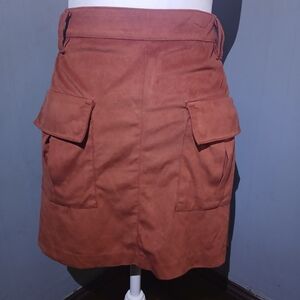 Burnt Orange Mini Skirt with Pockets